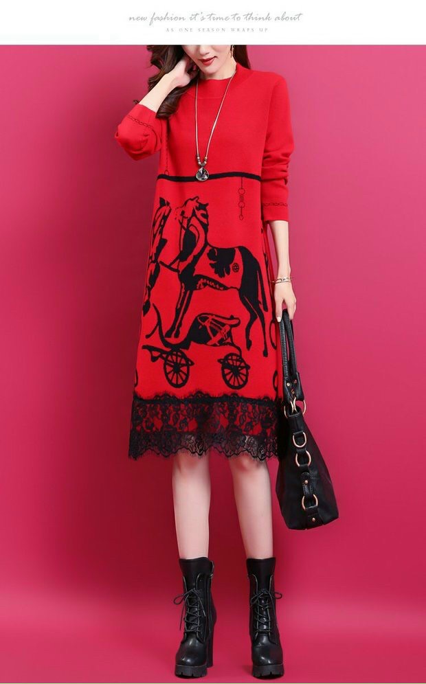 Đầm Len Con Ngựa Chân Ren - TD137